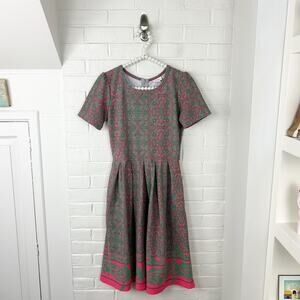 Lularoe Pink & Green Patterned Amelia Dress Size S